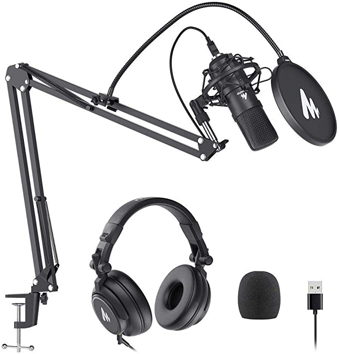 MAONO AU-A04 USB Microphone with AU-MH601 Studio Monitor Headphones Bundle