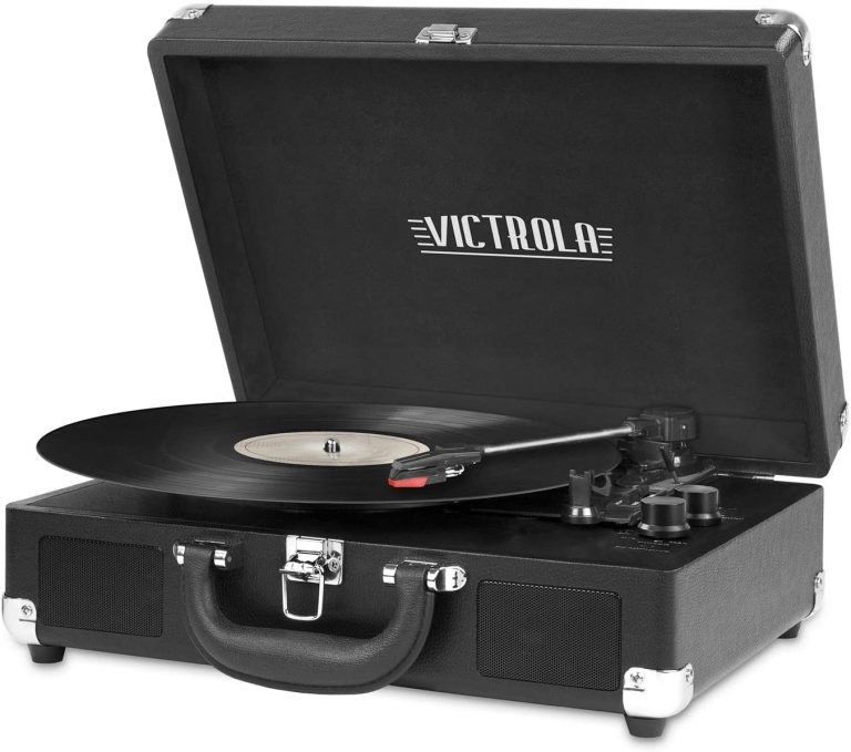 Victrola Vintage 3 Speed Bluetooth Portable Suitcase Record Player with Built in Speakers