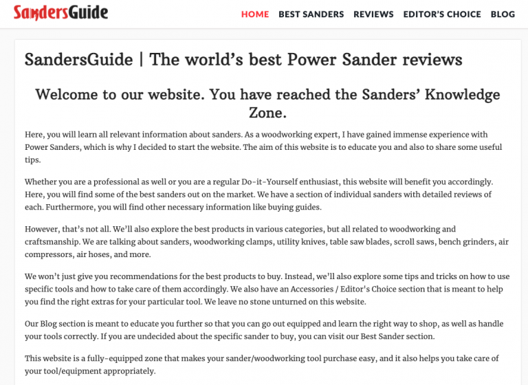 Sanders guide home page