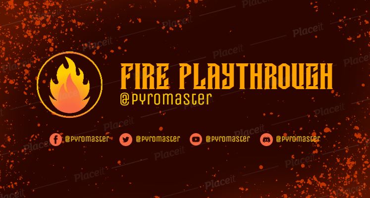 FREE channel banner template for Twitch theme Fire Gaming Minimal