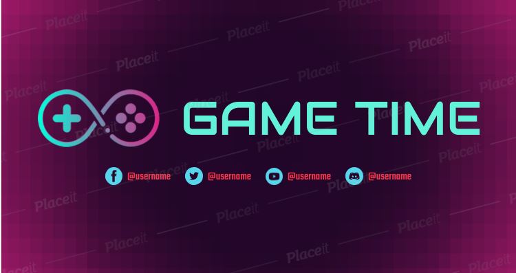 FREE channel banner template for Twitch theme Game Time Online