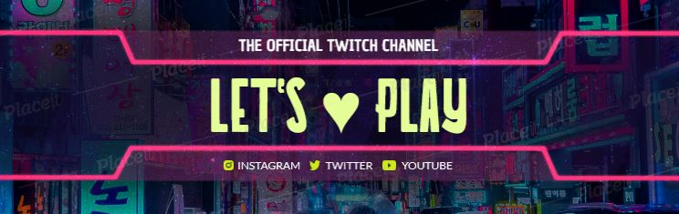 FREE channel banner template for Twitch theme Gaming Stream