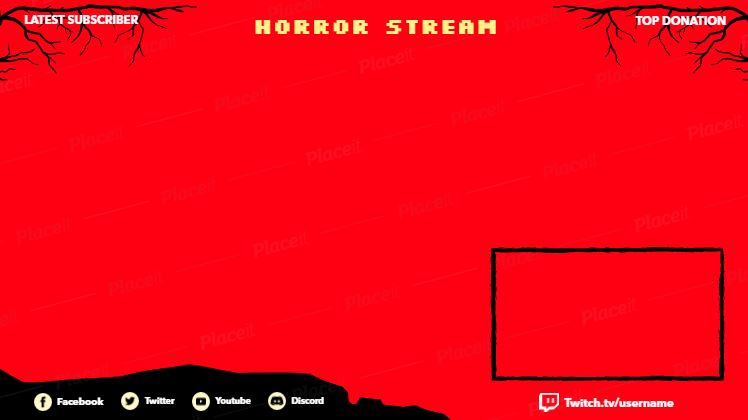 FREE channel banner template for Twitch theme Horror Gaming Stream