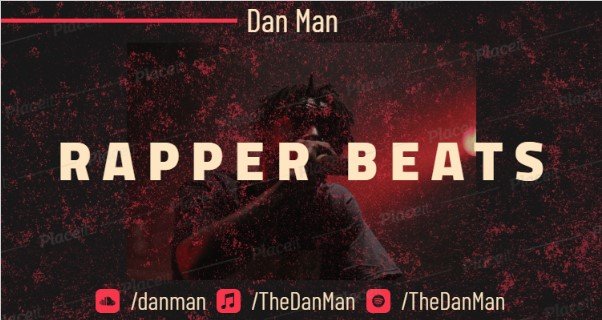 FREE channel banner template for Twitch theme Rapper Beats