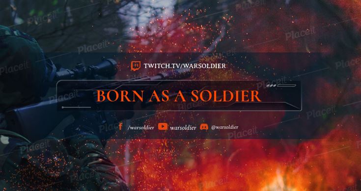 FREE channel banner template for Twitch theme War Soldier Game