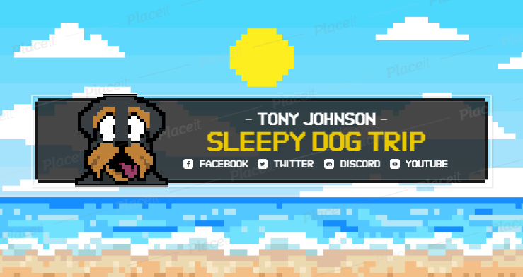 FREE channel banner template for theme 8bit dog frame