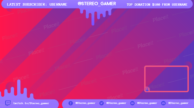 FREE gaming banner template template for Twitch (theme: overlay template for gaming).