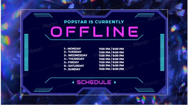 FREE offline banner template for Twitch theme Popstar Streaming