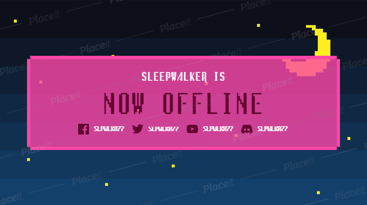 FREE offline screen template for Twitch (theme: offline banner for pixel art night sky).