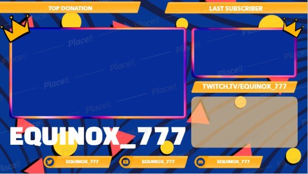 FREE webcam frame template for Twitch theme Colourful Graphics