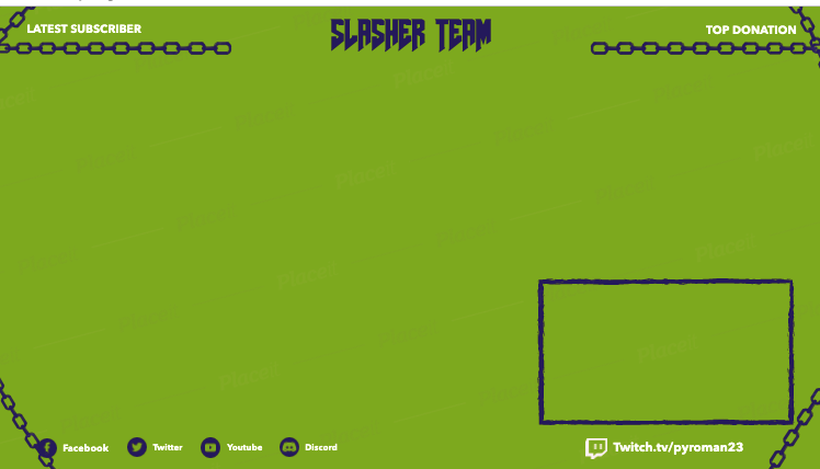 FREE in game scene template for Twitch and Youtube (theme: Slasher team green background).