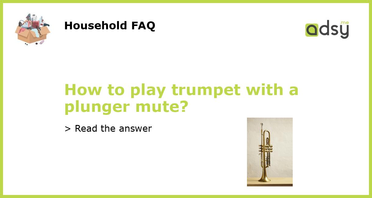 How to play trumpet with a plunger mute?