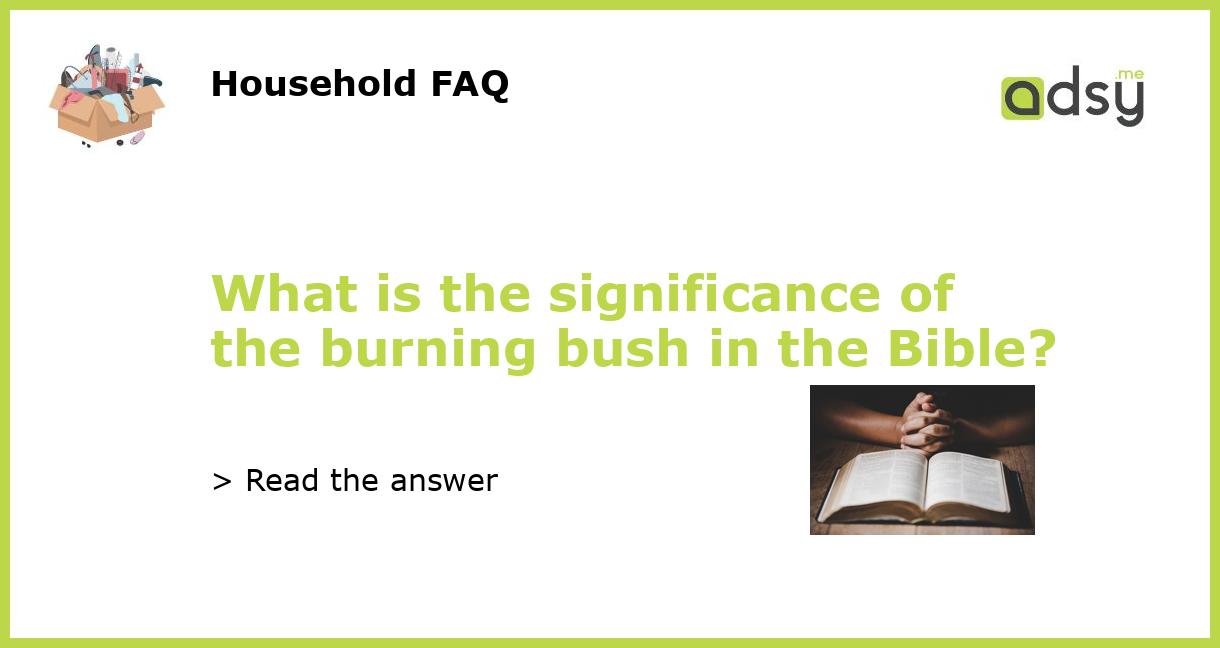 What is the significance of the burning bush in the Bible?