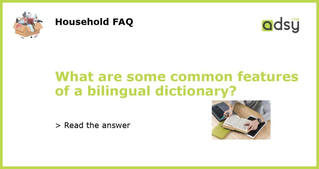 What are some common features of a bilingual dictionary featured