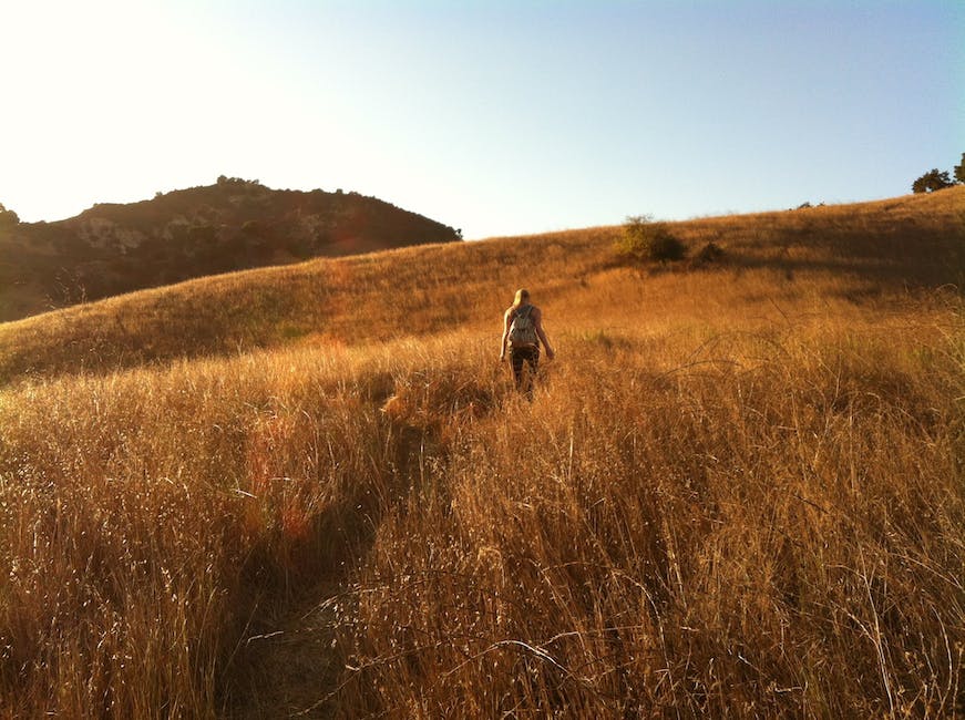 hiking in fields