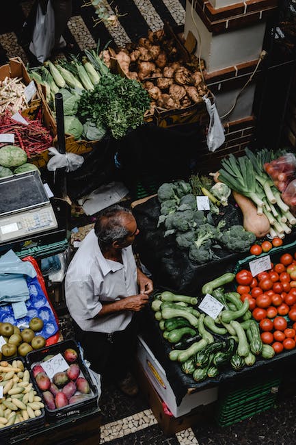 vegetables and fruits at farmers market