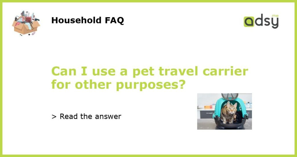 Can I use a pet travel carrier for other purposes featured