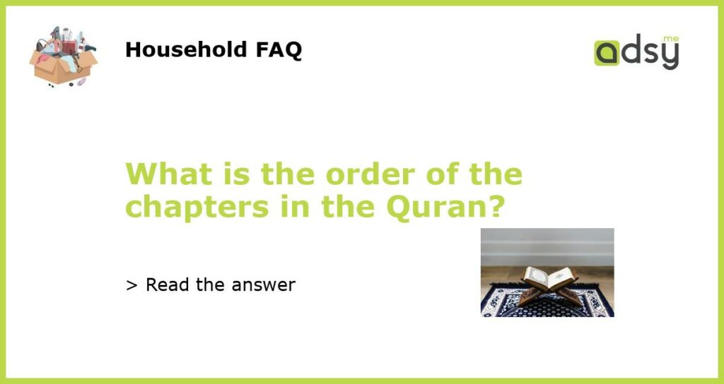 What is the order of the chapters in the Quran featured