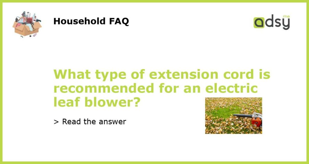 What type of extension cord is recommended for an electric leaf blower featured