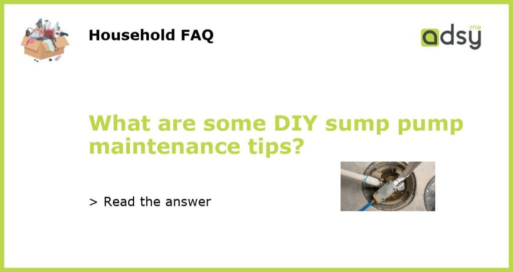 What are some DIY sump pump maintenance tips featured