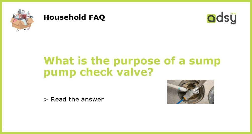 What is the purpose of a sump pump check valve featured