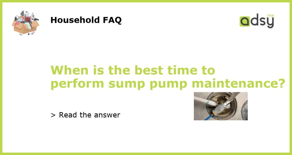 When is the best time to perform sump pump maintenance?